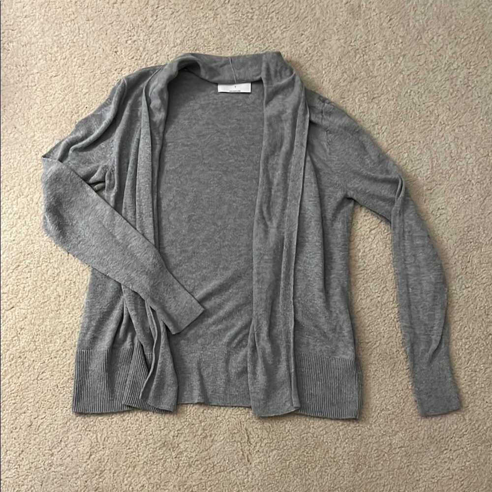Gray Cardigan with Waterfall Front